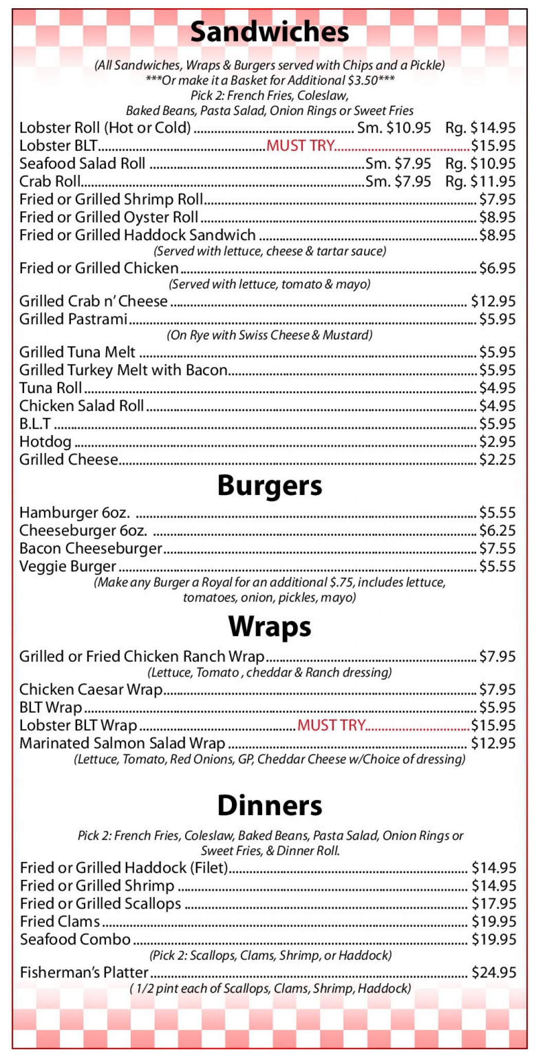 Lunch/Dinner Brunswick, ME Cameron's Lobster House