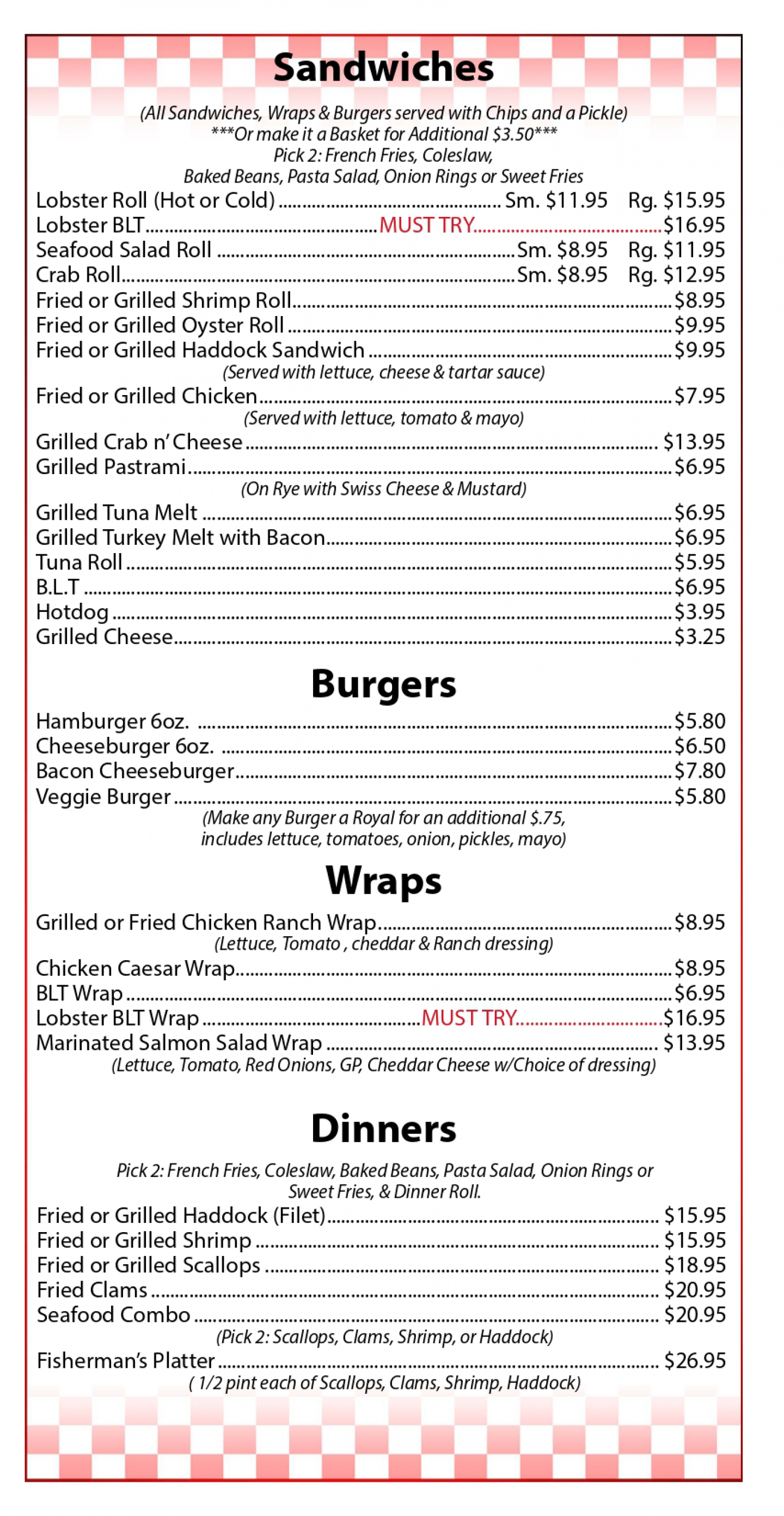 Lunch/Dinner Brunswick, ME Cameron's Lobster House